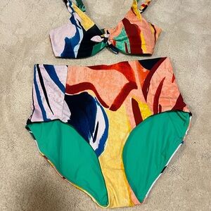 Calia Colorful Abstract Bikini Medium Top
